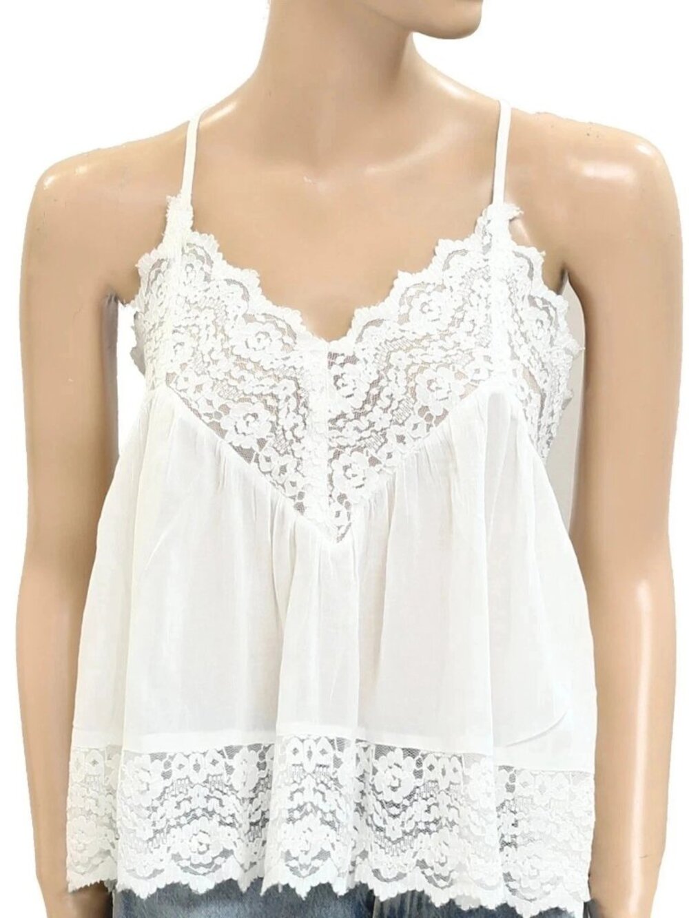 Intimately Free People Fiona Cami Blouse Top Tank Sleeveless Lace Slip M 290299 - Picture 4 of 6